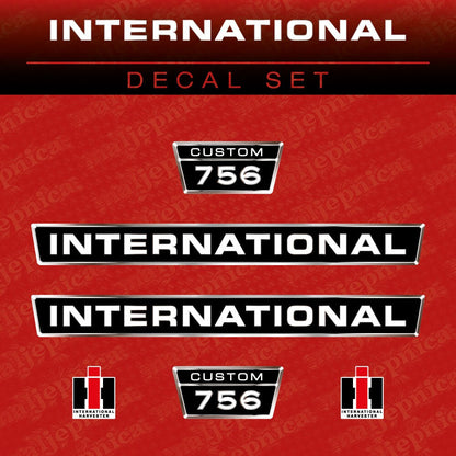 International 756 Custom Aftermarket Replacement Tractor Decal (Sticker) Set