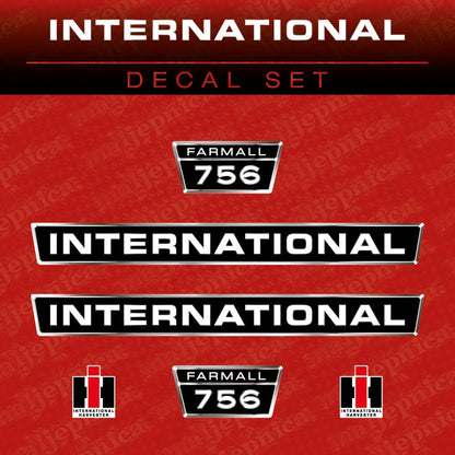 International 756 Farmall Aftermarket Replacement Tractor Decal (Sticker) Set
