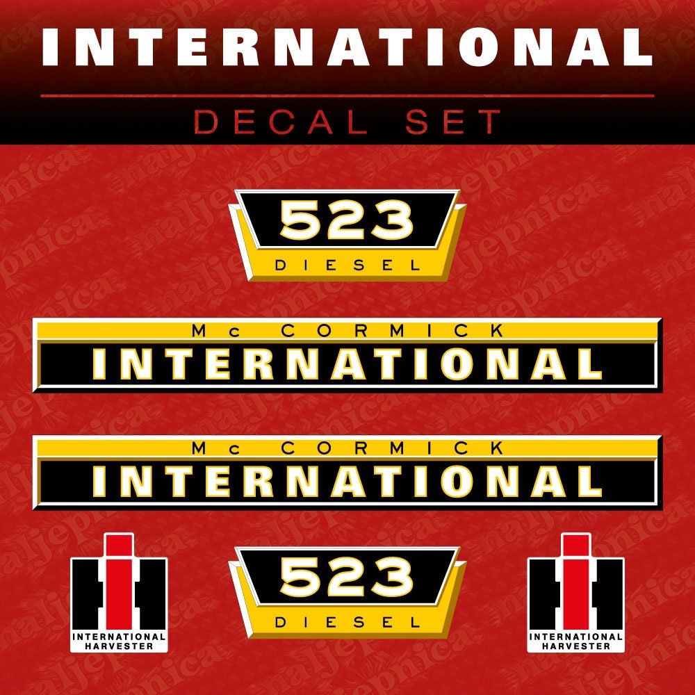 International 523 Mc Cormik Aftermarket Replacement Tractor Decal (Sticker) Set