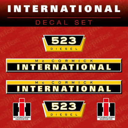 International 523 Mc Cormik Aftermarket Replacement Tractor Decal (Sticker) Set