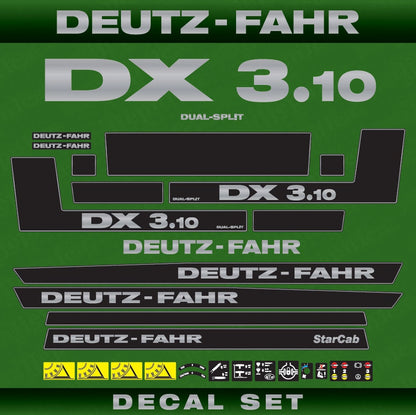 Deutz DX 3.10 Dual-Split StarCab Aftermarket Replacement Tractor Decal (Sticker) Set