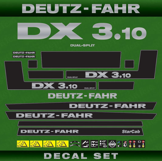 Deutz DX 3.10 Dual-Split StarCab Aftermarket Replacement Tractor Decal (Sticker) Set