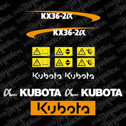 Kubota KX-36 alfa Aftermarket Replacement Decal / Sticker Set