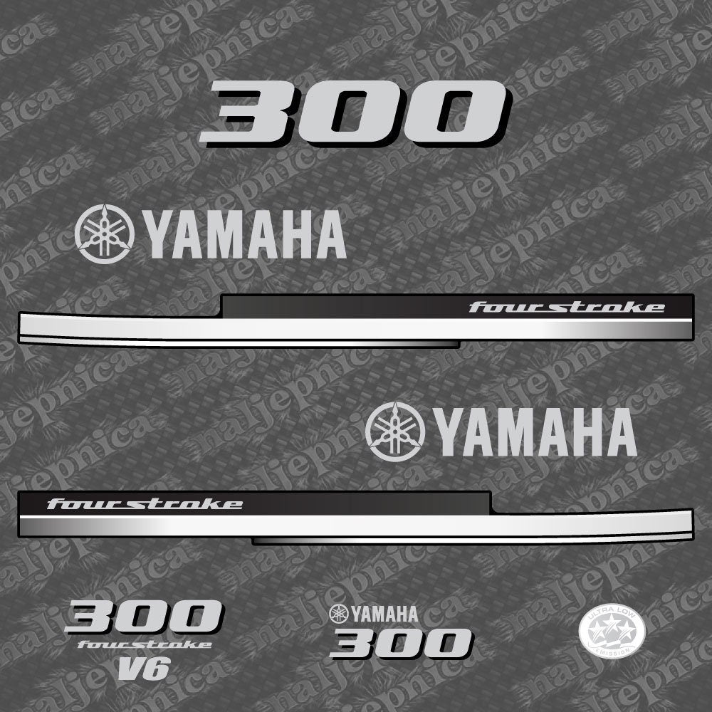 Yamaha 300 Four Stroke 2008 Outboard Decal Sticker Set
