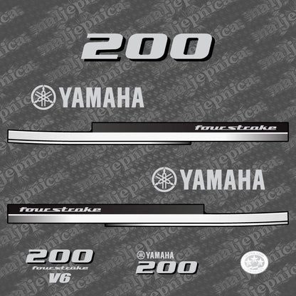 Yamaha 200 Four Stroke 2008 Outboard Decal Sticker Set