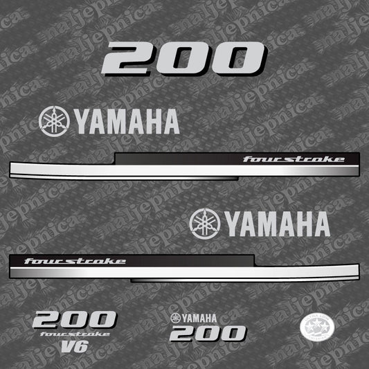 Yamaha 200 Four Stroke 2008 Outboard Decal Sticker Set