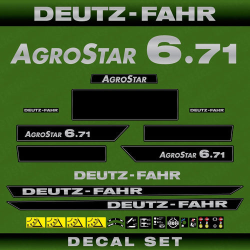 Deutz Fahr AgroStar 6.71 Aftermarket Replacement Tractor Decal (Sticker) Set