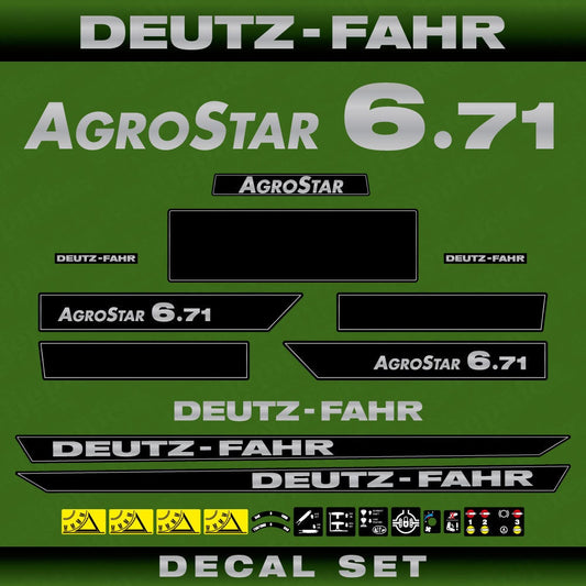 Deutz Fahr AgroStar 6.71 Aftermarket Replacement Tractor Decal (Sticker) Set