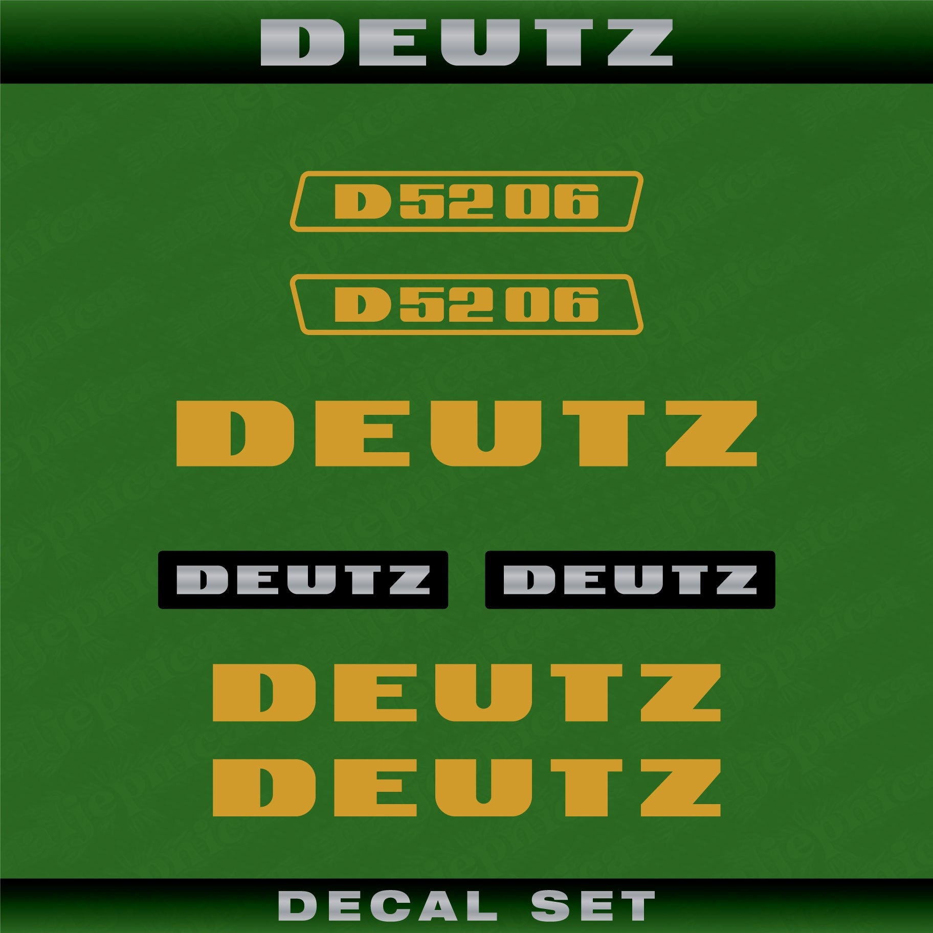 Deutz D 52 06 G (1974) Aftermarket Replacement Tractor Decal (Sticker) Set