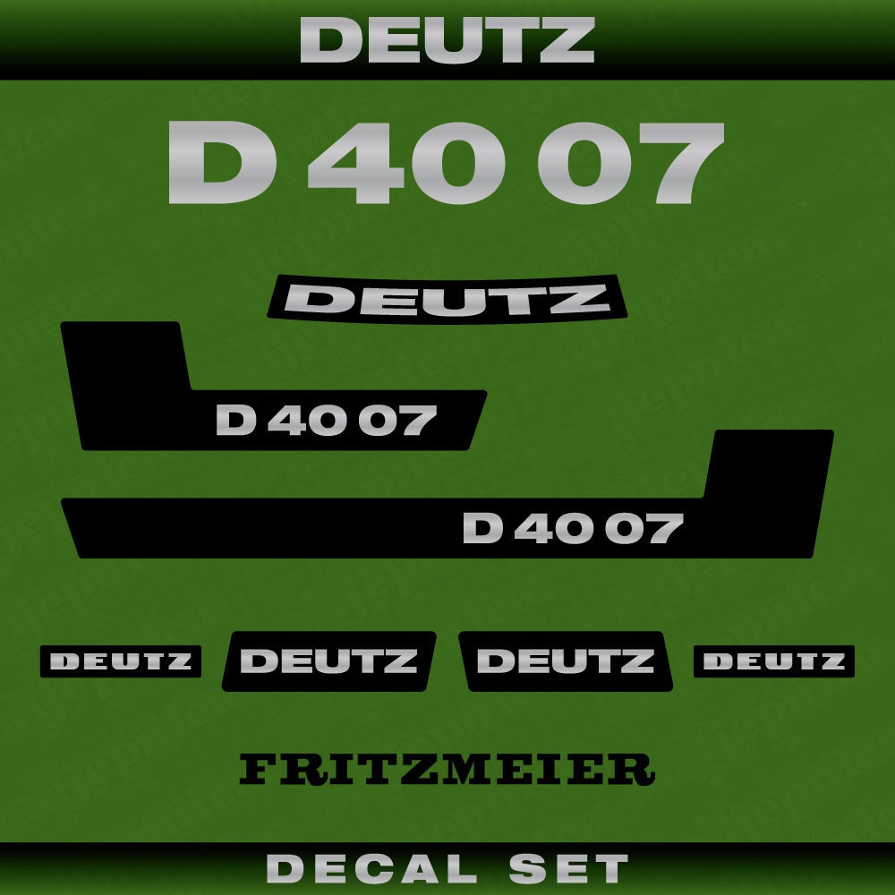 Deutz D 40 07 Aftermarket Replacement Tractor Decal (Sticker) Set