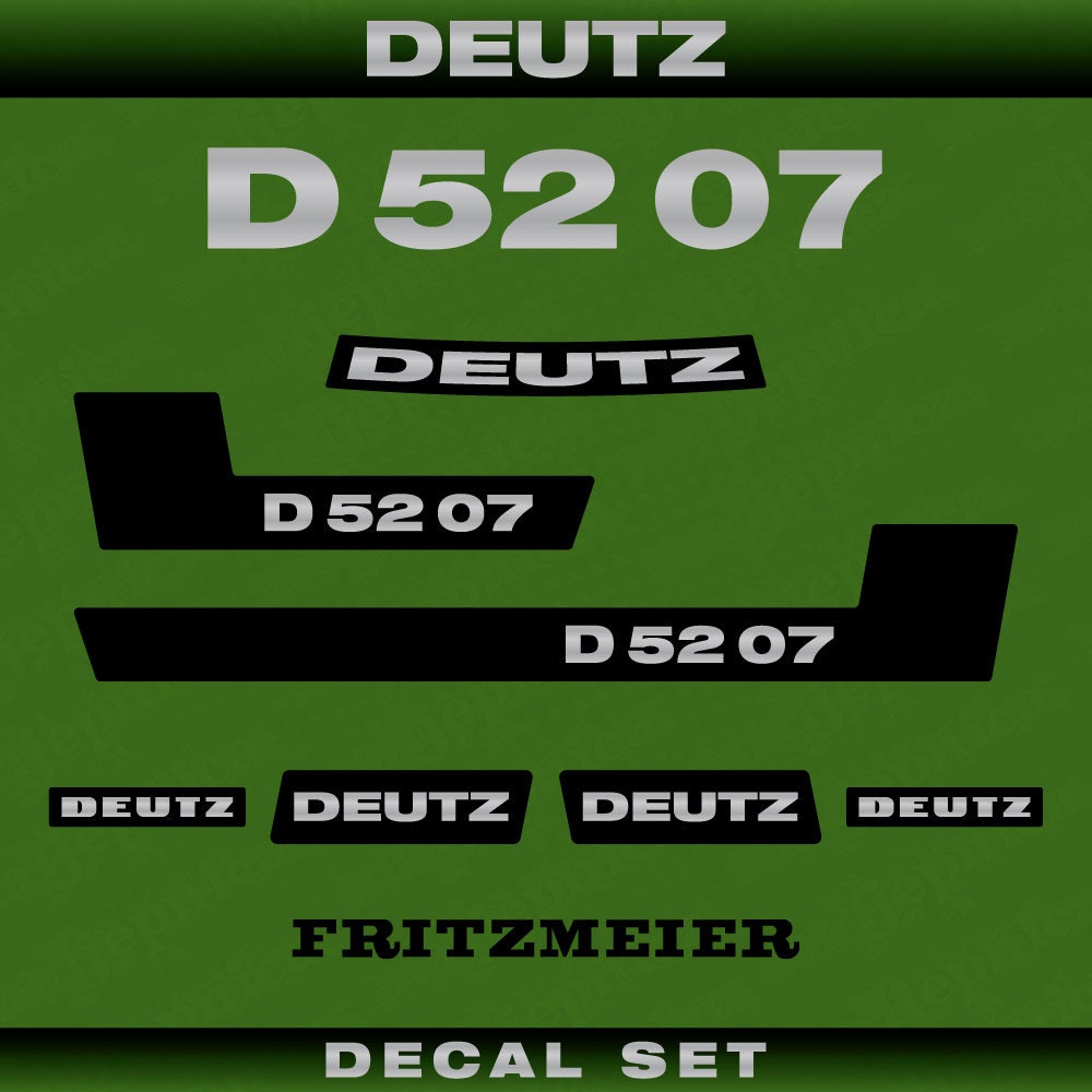 Deutz D 52 07 Aftermarket Replacement Tractor Decal (Sticker) Set