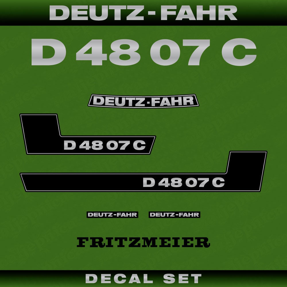 Deutz Fahr D 48 07 C Aftermarket Replacement Tractor Decal (Sticker) Set
