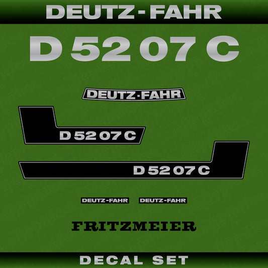 Deutz Fahr D 52 07 C Aftermarket Replacement Tractor Decal (Sticker) Set