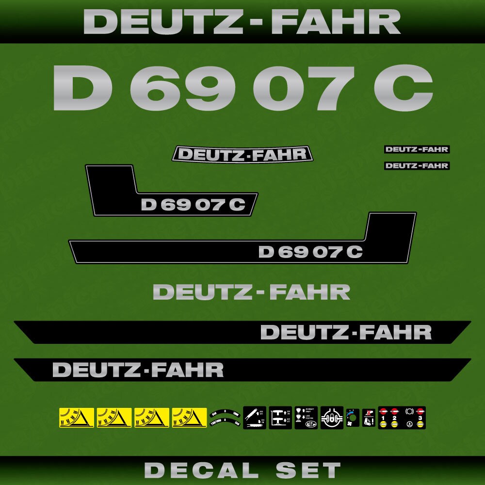 Deutz Fahr D 69 07 C Aftermarket Replacement Tractor Decal (Sticker) Set