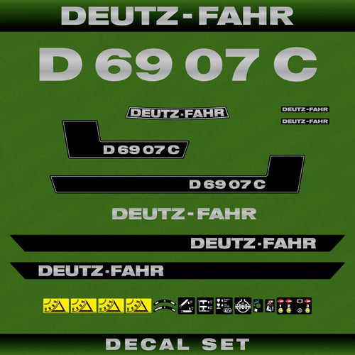 Deutz Fahr D 69 07 C Aftermarket Replacement Tractor Decal (Sticker) Set