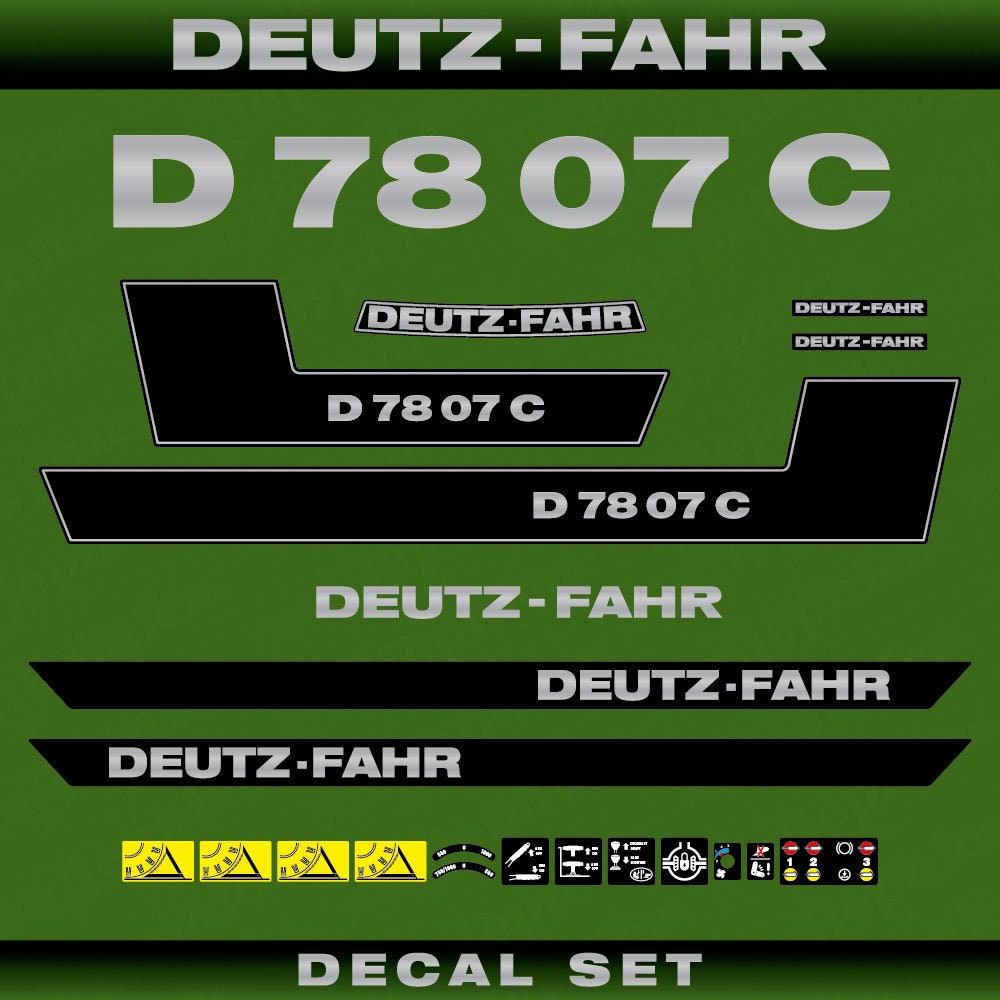 Deutz Fahr D 78 07 C Aftermarket Replacement Tractor Decal (Sticker) Set