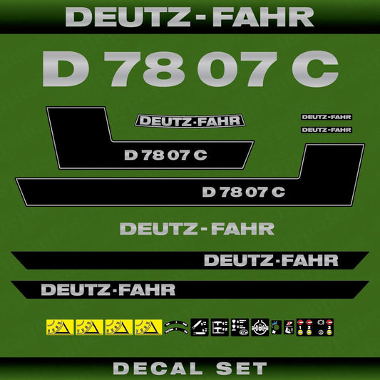 Deutz Fahr D 78 07 C Aftermarket Replacement Tractor Decal (Sticker) Set