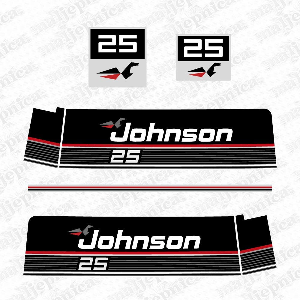 Johnson 25 Outboard (1989) Aftermarket Replacement Decals / Aufkleber / Adesivo / Sticker Set