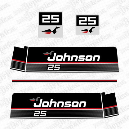 Johnson 25 Outboard (1989) Aftermarket Replacement Decals / Aufkleber / Adesivo / Sticker Set