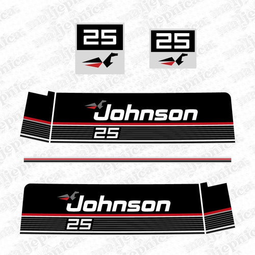 Johnson 25 Outboard (1989) Aftermarket Replacement Decals / Aufkleber / Adesivo / Sticker Set
