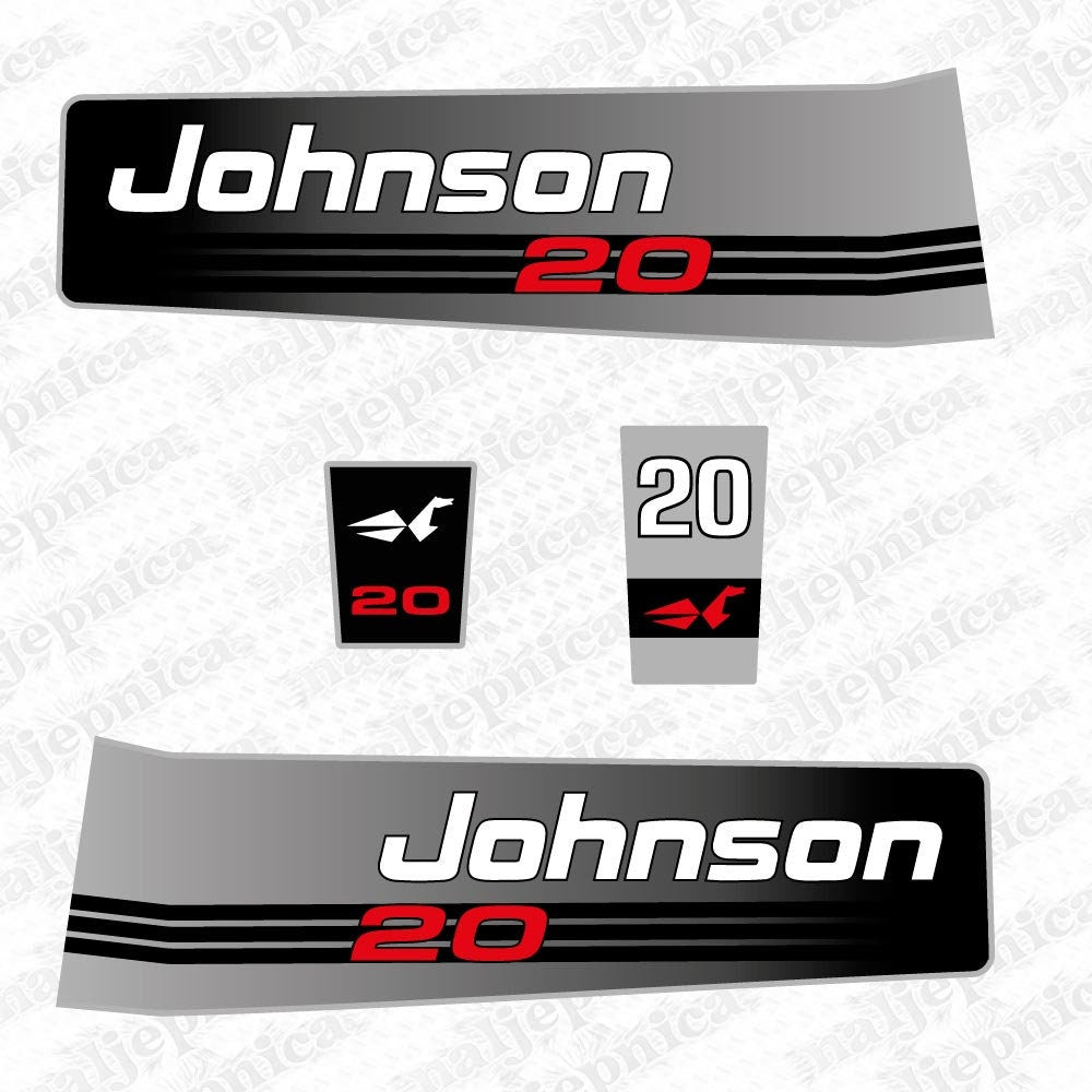 Johnson 20 Outboard (1992) Aftermarket Replacement Decals / Aufkleber / Adesivo / Sticker Set