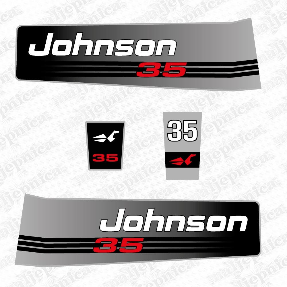 Johnson 35 Outboard (1992) Aftermarket Replacement Decals / Aufkleber / Adesivo / Sticker Set