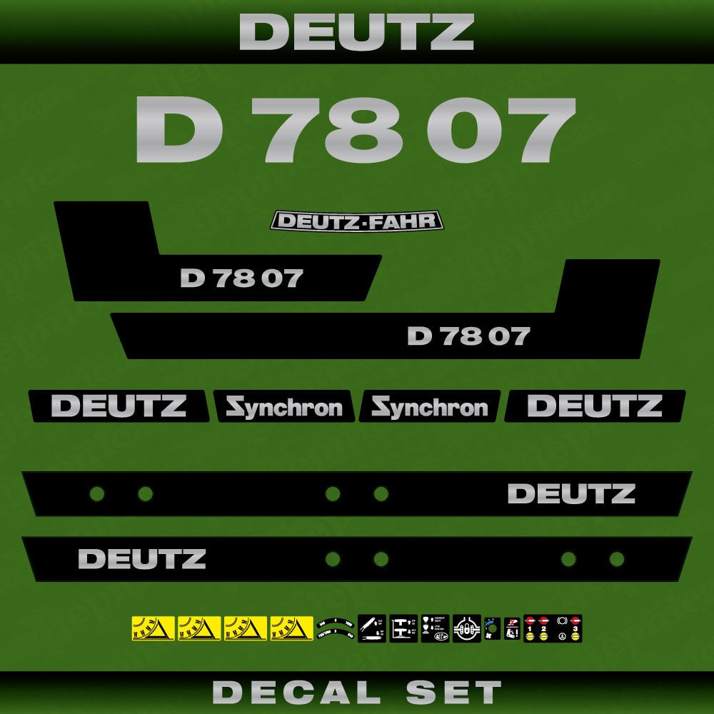 Deutz Fahr D 78 07 Aftermarket Replacement Tractor Decal (Sticker) Set