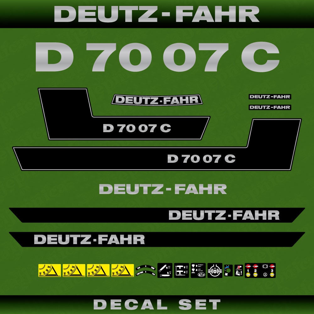 Deutz Fahr D 70 07 C Aftermarket Replacement Tractor Decal (Sticker) Set