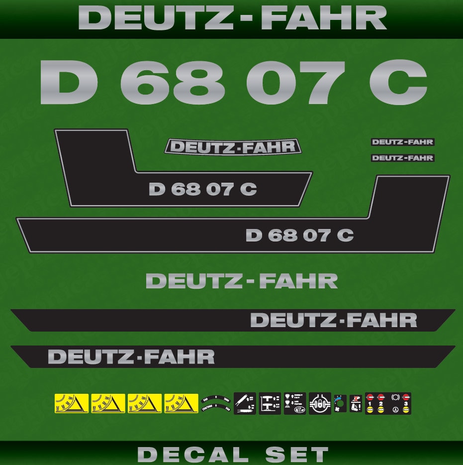 Deutz Fahr D 68 07 C Aftermarket Replacement Tractor Decal (Sticker) Set