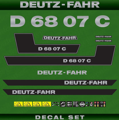 Deutz Fahr D 68 07 C Aftermarket Replacement Tractor Decal (Sticker) Set