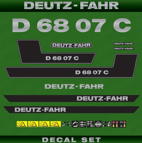 Deutz Fahr D 68 07 C Aftermarket Replacement Tractor Decal (Sticker) Set
