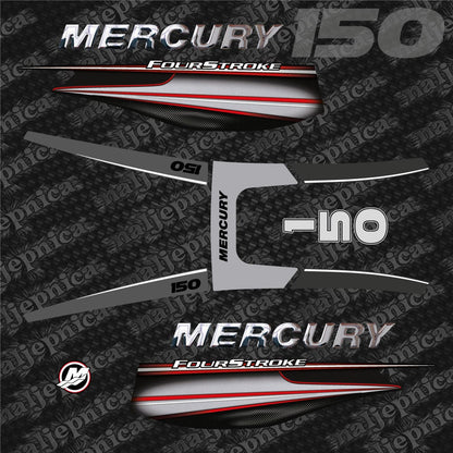 Mercury 150 Four Stroke 2013+ (3D font) aftermarket replacement outboard decal / sticker set