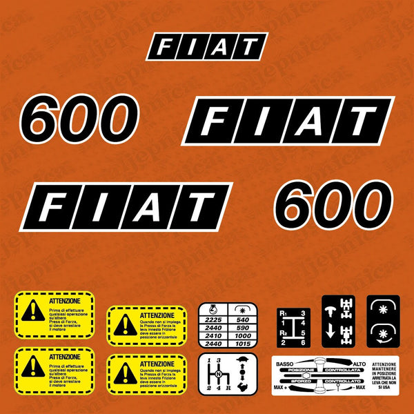 Fiat 600 Aftermarket Replacement Tractor Decal Sticker Set