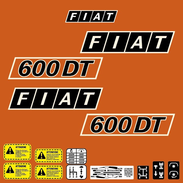 Fiat 600DT Aftermarket Replacement Tractor Decal Sticker Set