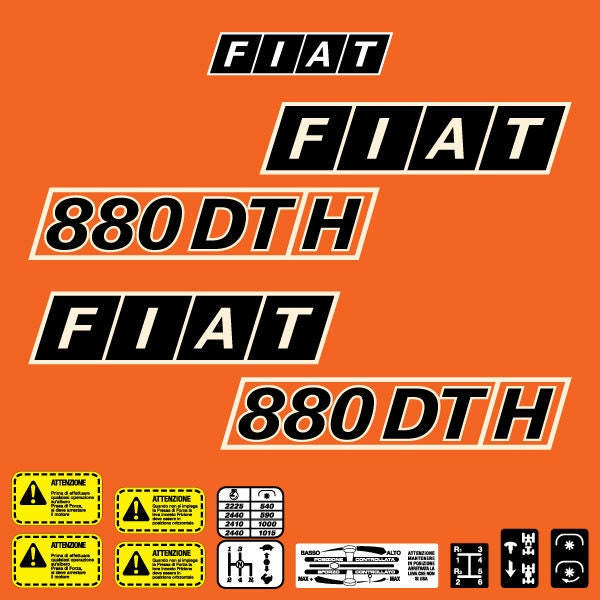 Fiat 880DT 5 Aftermarket Replacement Tractor Decal Sticker Set