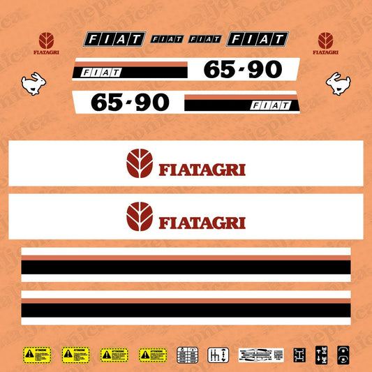 Fiat Fiatagri 65-90 Aftermarket Replacement Tractor Decal Sticker Set