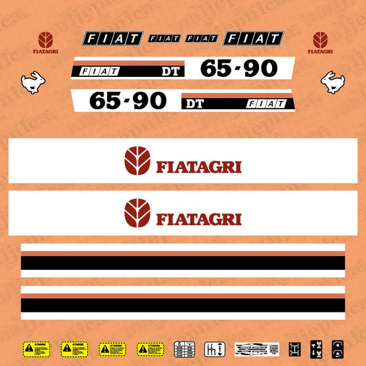Fiat Fiatagri 65-90DT Aftermarket Replacement Tractor Decal Sticker Set