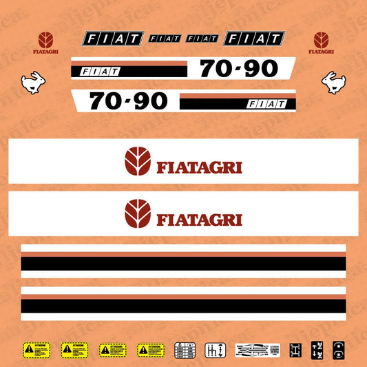 Fiat Fiatagri 70-90 Aftermarket Replacement Tractor Decal Sticker Set
