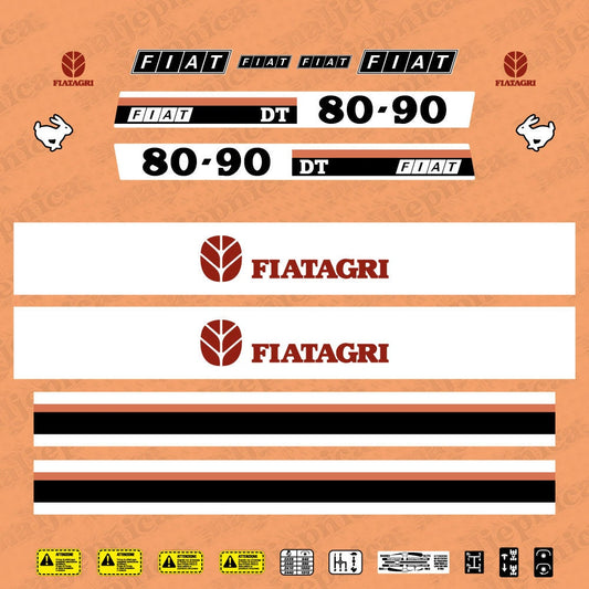 Fiat Fiatagri 80-90DT Aftermarket Replacement Tractor Decal Sticker Set