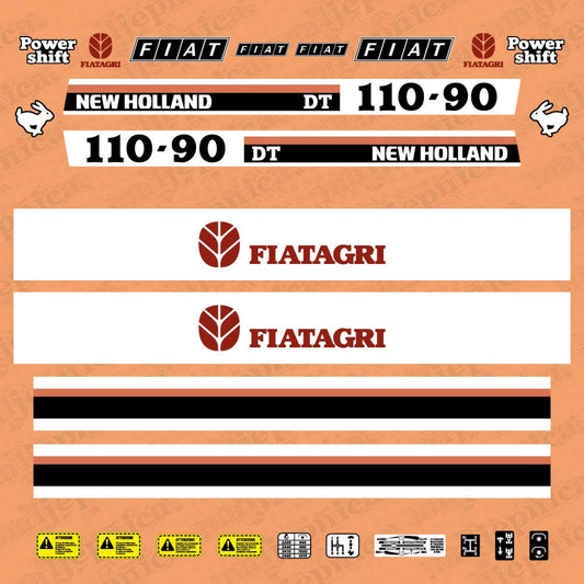 Fiat Fiatagri 110-90DT NH Aftermarket Replacement Tractor Decal Sticker Set