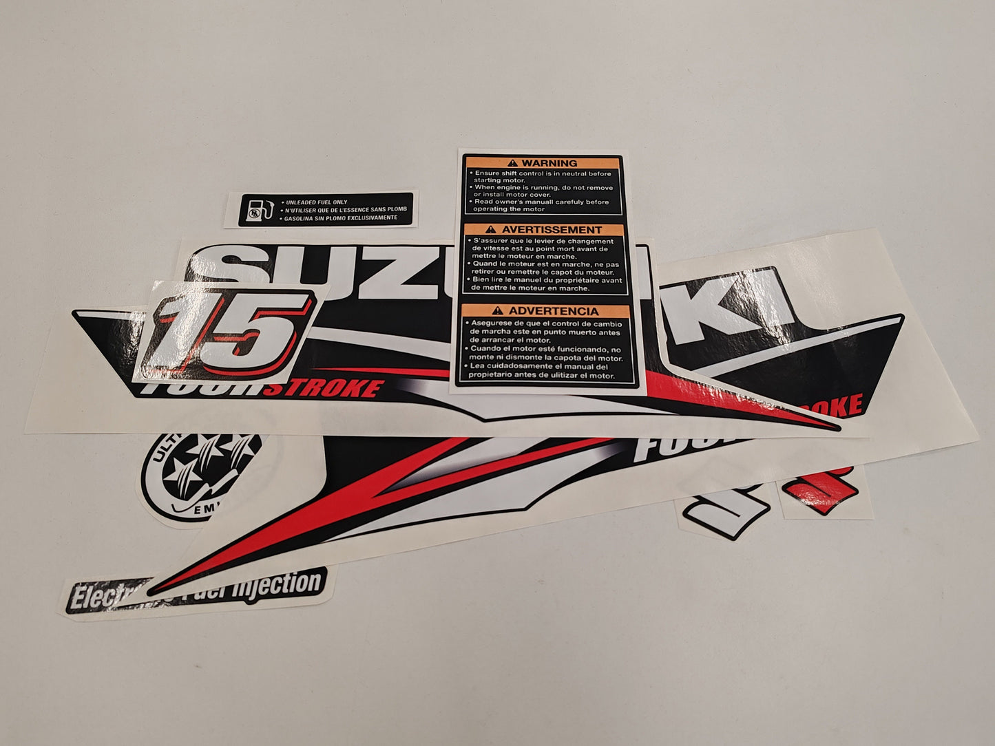 Suzuki 15 Four Stroke (2010) Aftermarket Replacement Outboard Decal Sticker Set