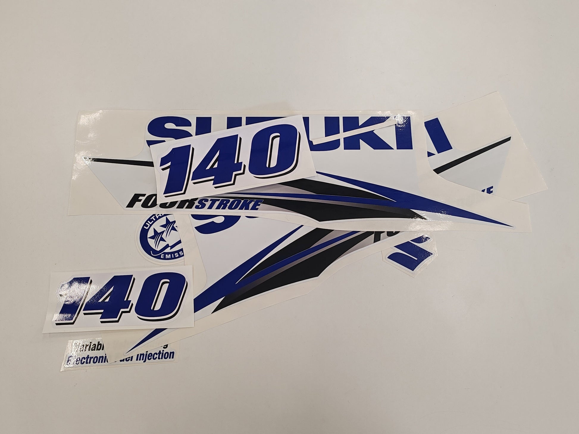 Suzuki 140 Four Stroke (2013) BLUE Aftermarket Replacement Outboard Decal Sticker Set