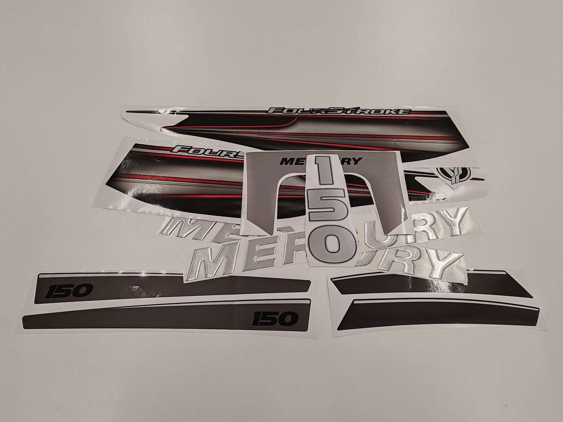 Mercury 150 Four Stroke 2013+ (3D font) aftermarket replacement outboard decal / sticker set