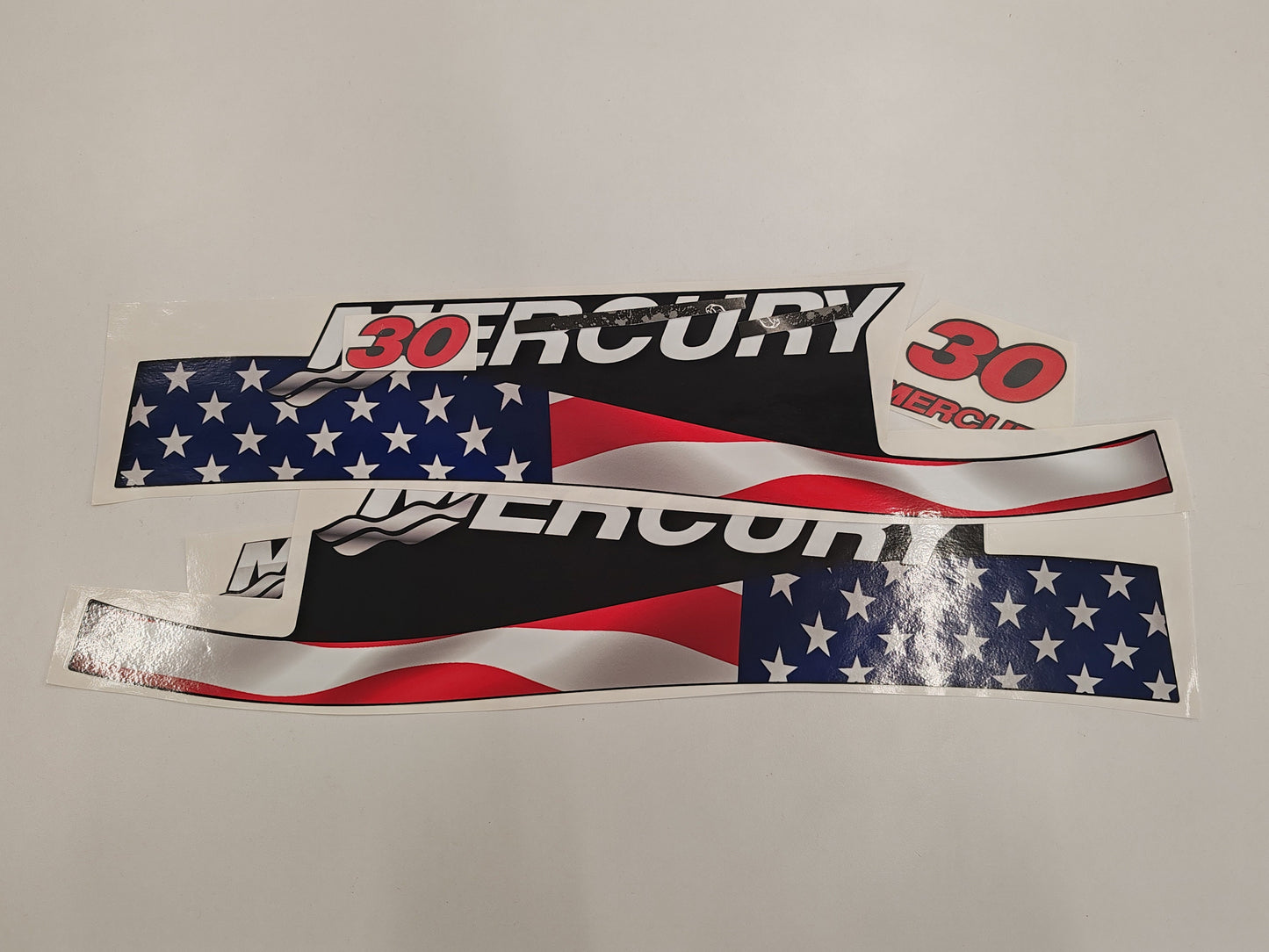 Mercury 30 Two Stroke US2 Flag 1999-2004 Aftermarket Replacement Outboard Decal Sticker Set