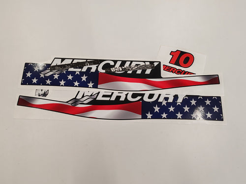 Mercury 10 Two Stroke US2 Flag 1999-2004 Aftermarket Replacement Outboard Decal Sticker Set