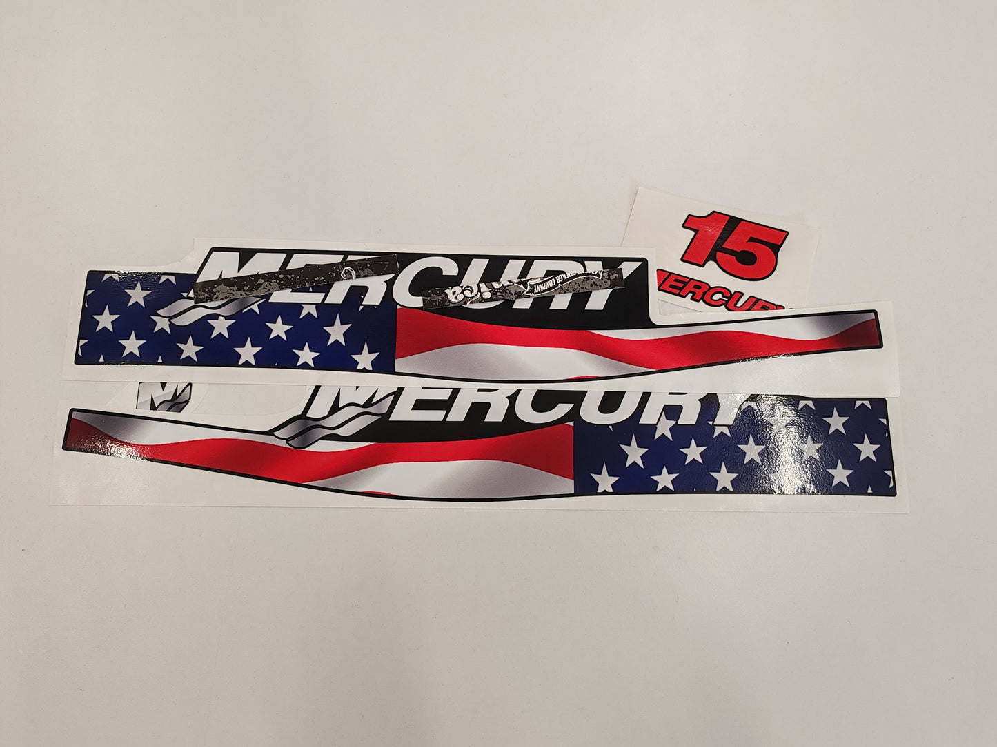 Mercury 15 Two Stroke US2 Flag 1999-2004 Aftermarket Replacement Outboard Decal Sticker Set