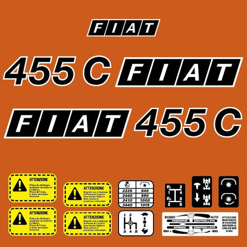 Fiat 455C Aftermarket Replacement Tractor Decal Sticker Set