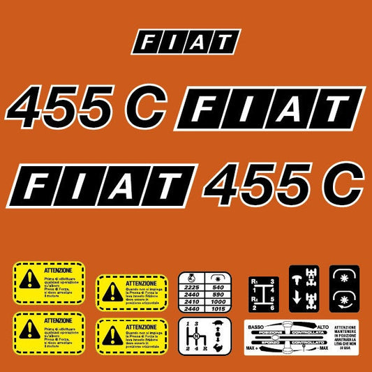 Fiat 455C Aftermarket Replacement Tractor Decal Sticker Set