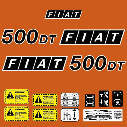 Fiat 500DT Aftermarket Replacement Tractor Decal Sticker Set