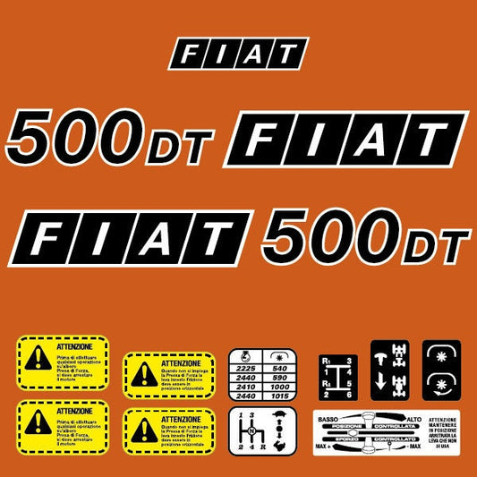 Fiat 500DT Aftermarket Replacement Tractor Decal Sticker Set